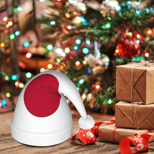 Japanese Flag Print Christmas Hat with LED Lights
