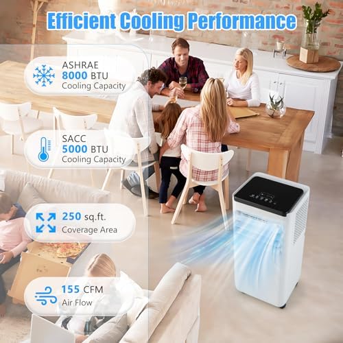 DORTALA 8000 BTU Portable Air Conditioner with Fan and Dehumidifier