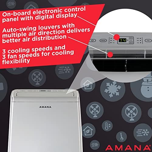 Amana AMAP084AW 8000 BTU Portable Air Conditioner with Dehumidifier and Remote Control