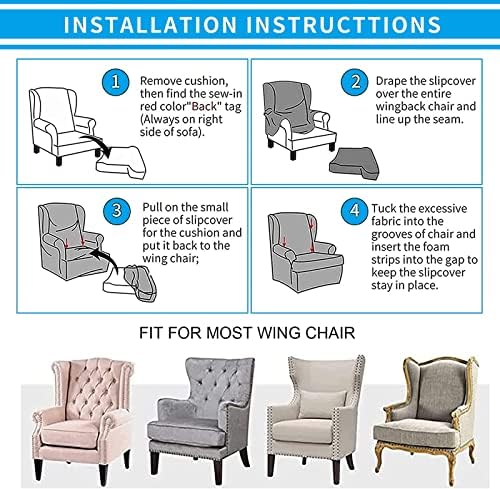 YOPOIY 2-Piece Stretch Wingback Slipcover Removable and Washable