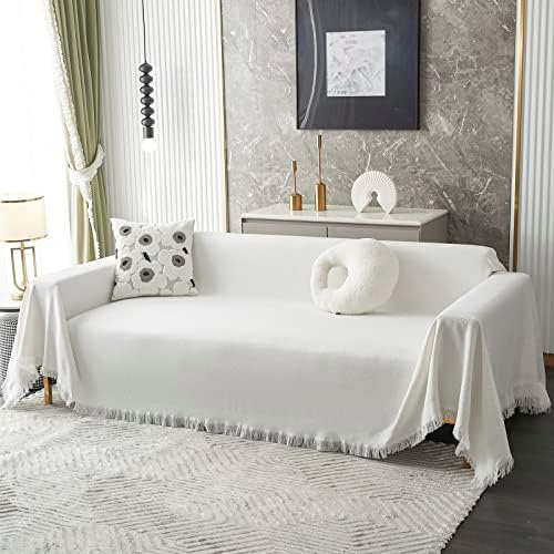 MYSKY HOME Sofa Covers for 2 Cushion Couches XL 71x118 White
