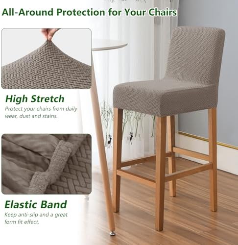 Gollense Bar Stool Covers Set of 4 Khaki