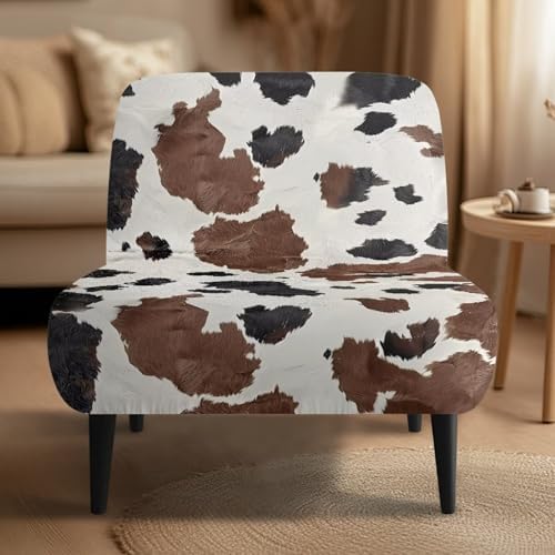 Thick Cow Print Armless Chair Slipcover for Home Decor