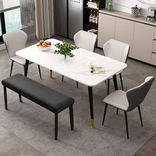 Lebaley Chair Covers for Dining Bench - Stretch Jacquard Removable Washable Black
