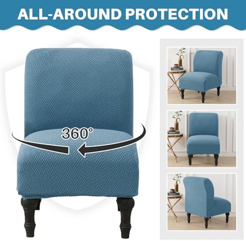 MIFXIN Armless Accent Chair Cover Jacquard Blue