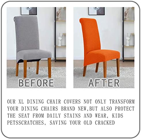 Deisy Dee Stretch XL Dining Chair Covers with Slipcovers Removable Washable Orange 2