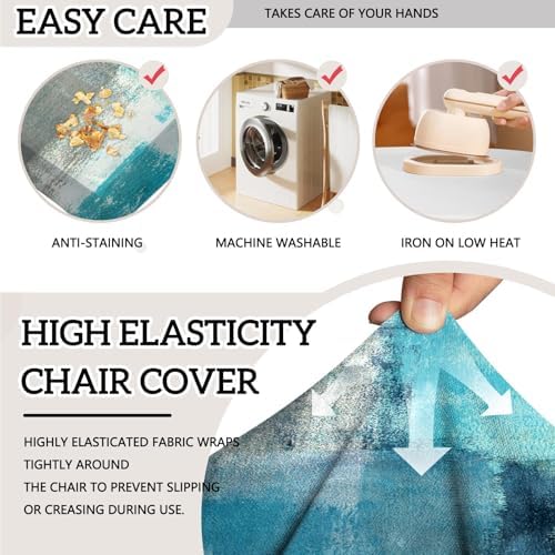 MCALK Turquoise Chair Covers Set of 4 with Table Runner