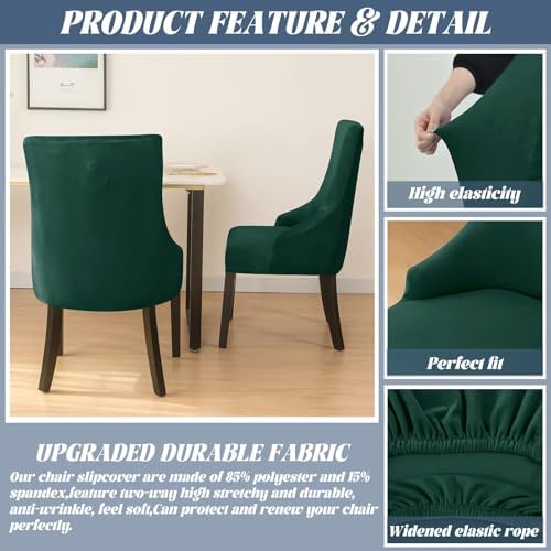 Dark Green Velvet Wingback Chair Slipcover 1PC
