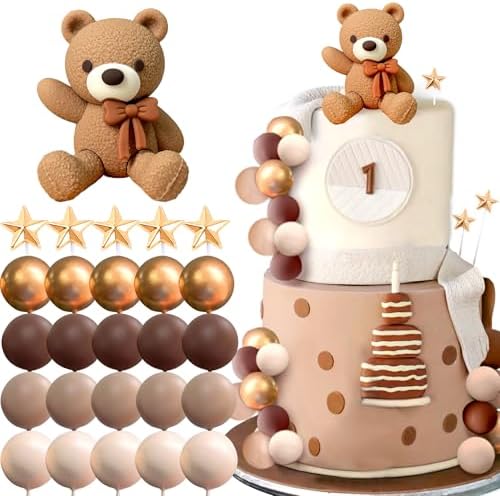 JeVenis Brown Bear Cake Decoration Set
