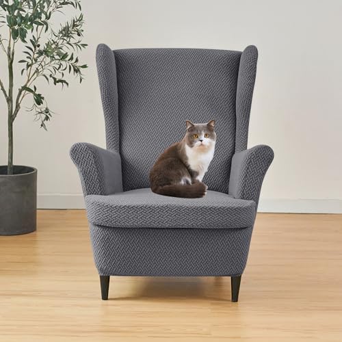 HFCNMY Wingback Chair Slipcover 2 Piece Stretch Jacquard
