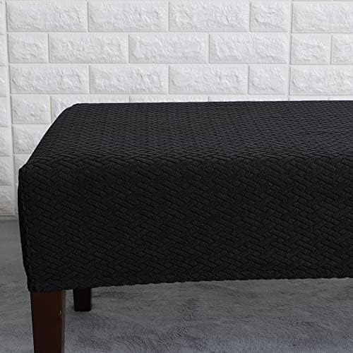 FORCHEER Waterproof Dining Bench Cover Black 54x18 Non-Slip Stretch