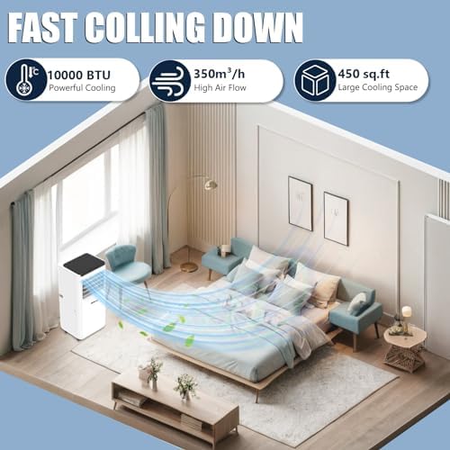 RIMKOLO 10000 BTU Portable Air Conditioner with 5 Modes and Remote Control