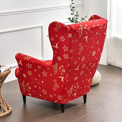 Wing Chair Slipcovers with Elastic Bottom and Stretch Spandex