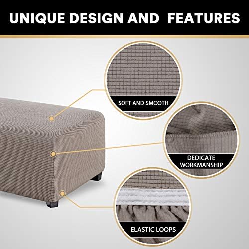 Stretch Ottoman Cover with Thick Checked Fabric