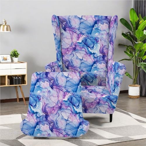 Chickwin Stretch Wingback Chair Slipcover in Blue Purple