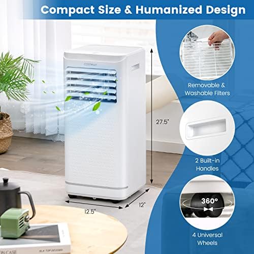 COSTWAY 8000 BTU Portable Air Conditioner with Dehumidifier and Fan Mode