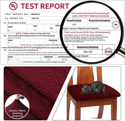 BUYUE Dining Chair Seat Covers Set of 4 Burgundy