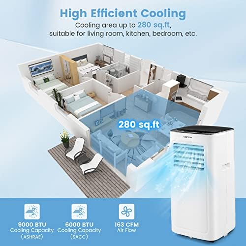 COSTWAY 9000 BTU Portable Air Conditioner with Dehumidifier