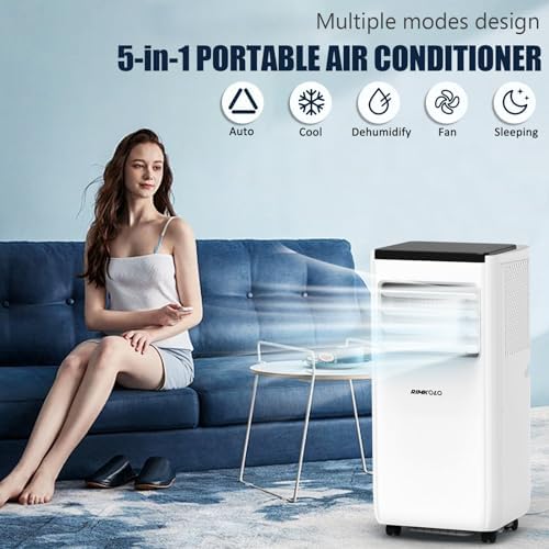 RIMKOLO 10000 BTU Portable Air Conditioner with 5 Modes and Remote Control