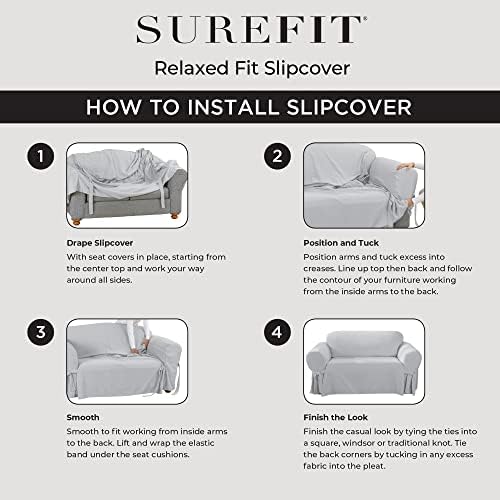 SureFit Duck Cotton Sofa Slipcover - Bluestone Color