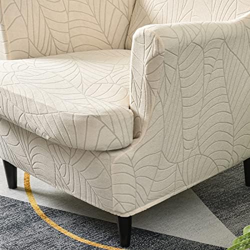 OKYUK Wingback Chair Slipcover 2 Piece Set Beige