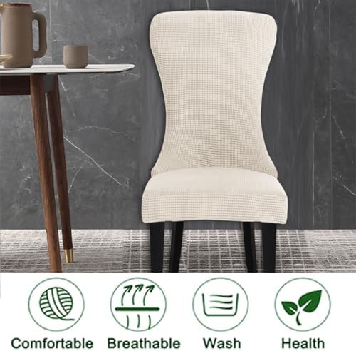 Wingback Chair Covers Set of 6 Stretchable Washable Beige