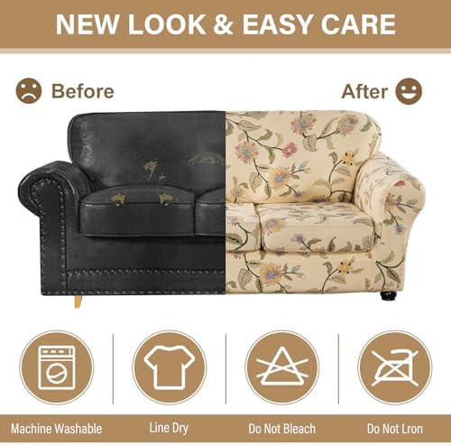 Lamberia Floral Pattern Sofa Slipcover 3 Piece Set