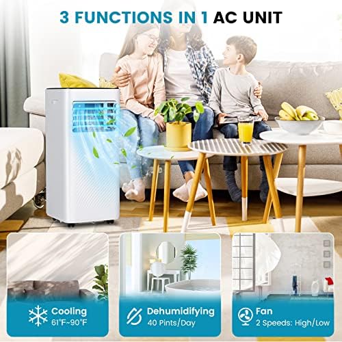 PETSITE 8000 BTU Portable AC Unit with Dehumidifier and Sleep Mode