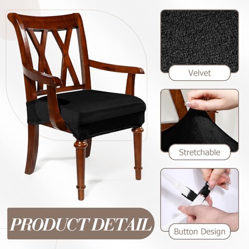 Havawish Dining Chair Seat Covers with Armrests Black