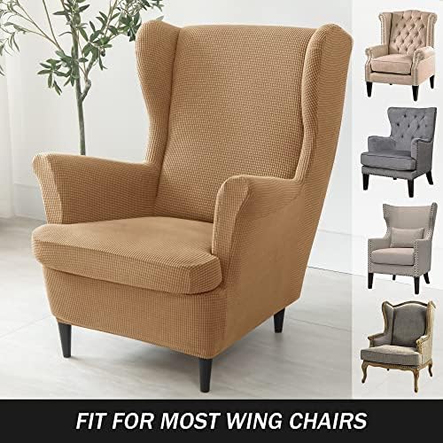 PENDEJATO Wing Chair Slipcovers 2 Piece Light Brown