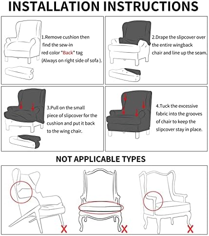 COMGAS Wingback Chair Slipcovers 2-Piece Spandex