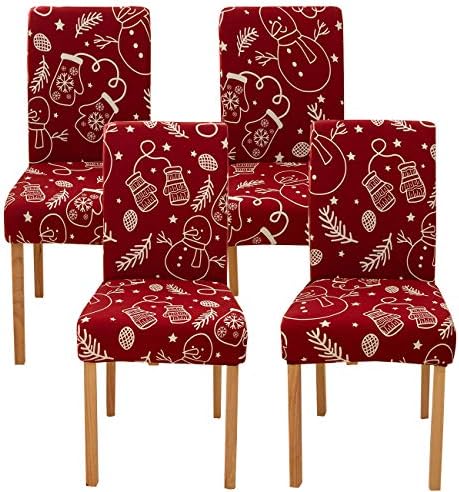 Ogrmar 4PCS Stretch Dining Chair Slipcovers with Christmas Design