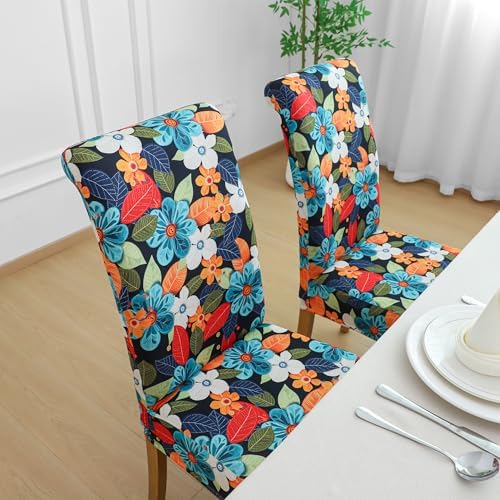 EVOLLER Stretch Floral Dining Chair Covers Set of 4 Washable
