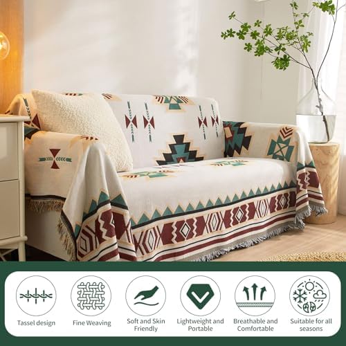 ROOMLIFE Aztec Boho Sofa Cover Blanket with Tassels