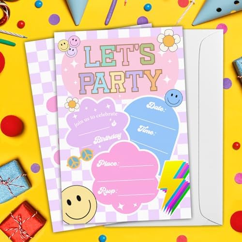 RNYJJ Retro Smile Party Invitations 20 Count Double Sided