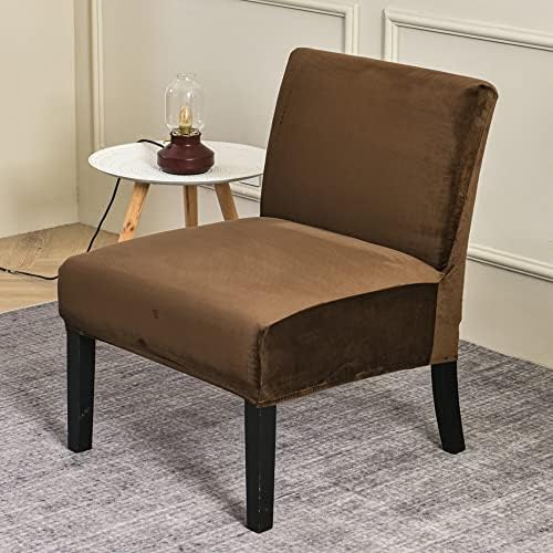 Luxury Velvet Armless Chair Covers - Brown