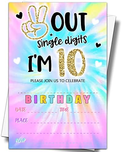 YSTEP Tie Dye 10th Birthday Invites