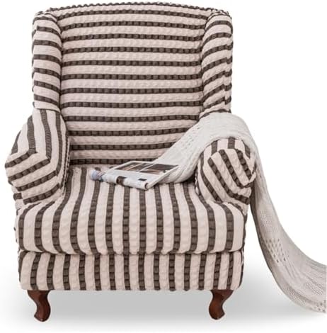 Wingback Chair Slipcovers Dual-Tone 2 Piece Set 1