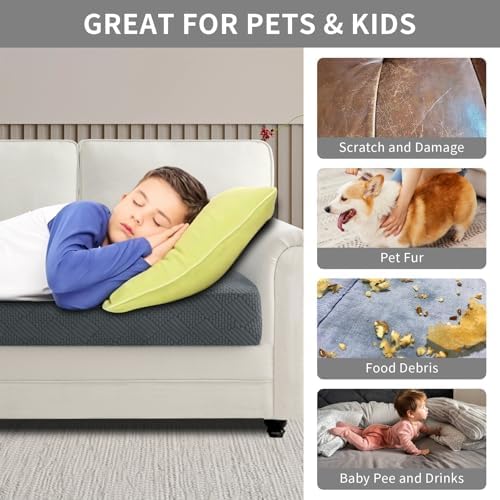 Easy-Going Waterproof Couch Cushion Covers Dark Gray