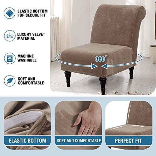 HVERSAILTEX Velvet Armchair Slipcover Taupe