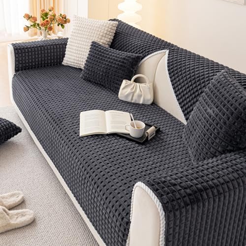 Velvet Couch Cover Washable Non-Slip Plush