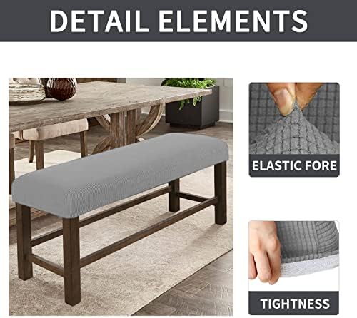 Checked Rectangle Bench Covers for Dining Chairs Soft Stretch Washable Slipcovers