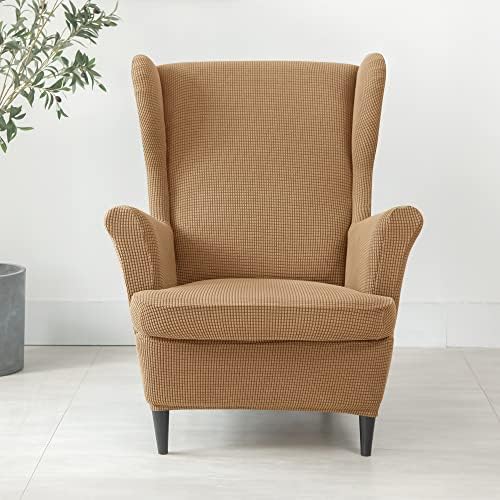 PENDEJATO Wing Chair Slipcovers 2 Piece Light Brown