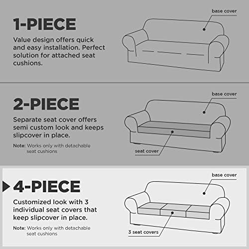 Zenna Home Simply Fit 4-Piece Steps Stretch sofa Slipcover Ecru