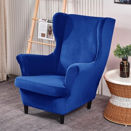 Wingback Chair Cover 2 Piece Velvet Slipcover for Wingback Chairs