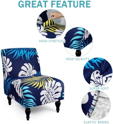 Iauddy Armless Accent Chair Slipcover - Navy BlueLeaves