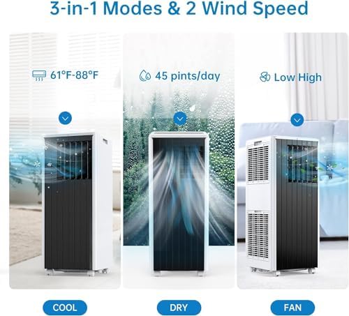 Acekool 8000 BTU Portable Air Conditioner with 3-in-1 Functionality