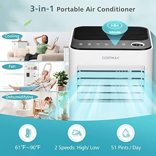 COSTWAY 10000 BTU Portable Air Conditioner for Bedroom and Dorm
