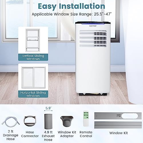 COSTWAY 8000 BTU Portable AC Unit for 300 SqFt Room