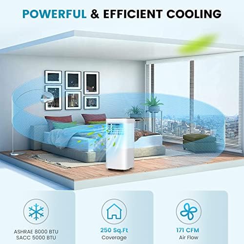 PETSITE 8000 BTU Portable AC Unit with Dehumidifier and Sleep Mode